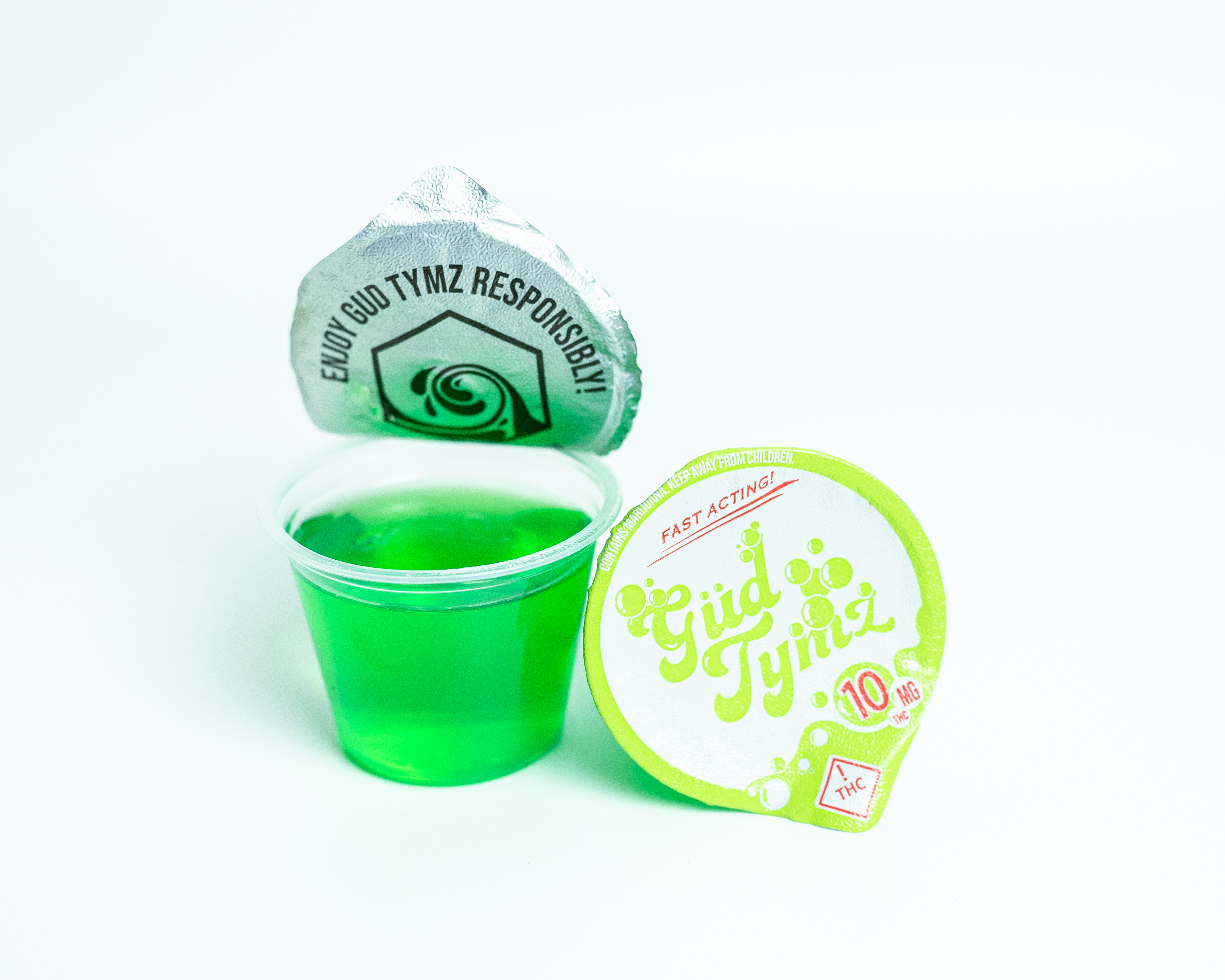 Gud Tymz die-cut pull-tab labels in cherry and strawberry colorways