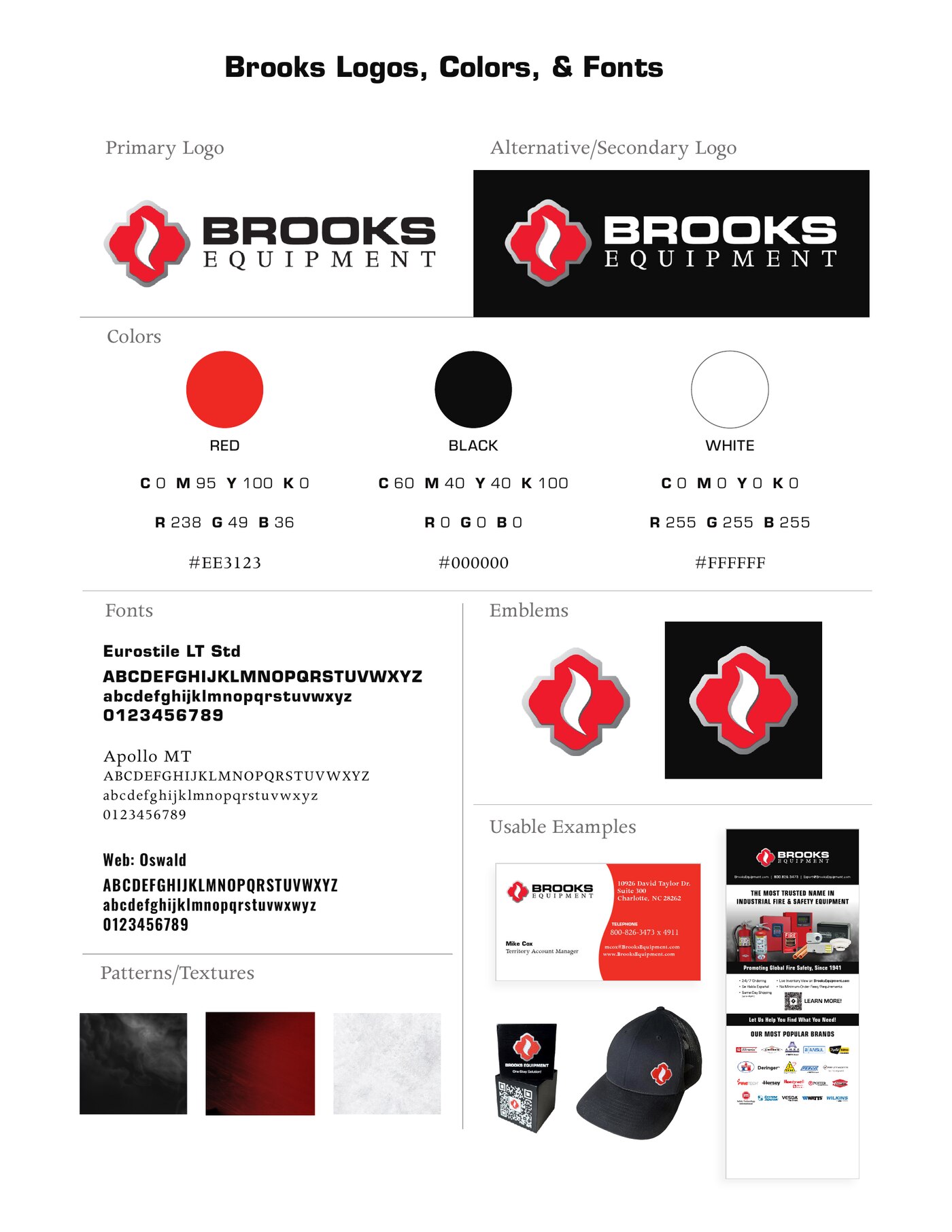 Brooks Equipment brand guide — logos, colors, fonts, and usable examples