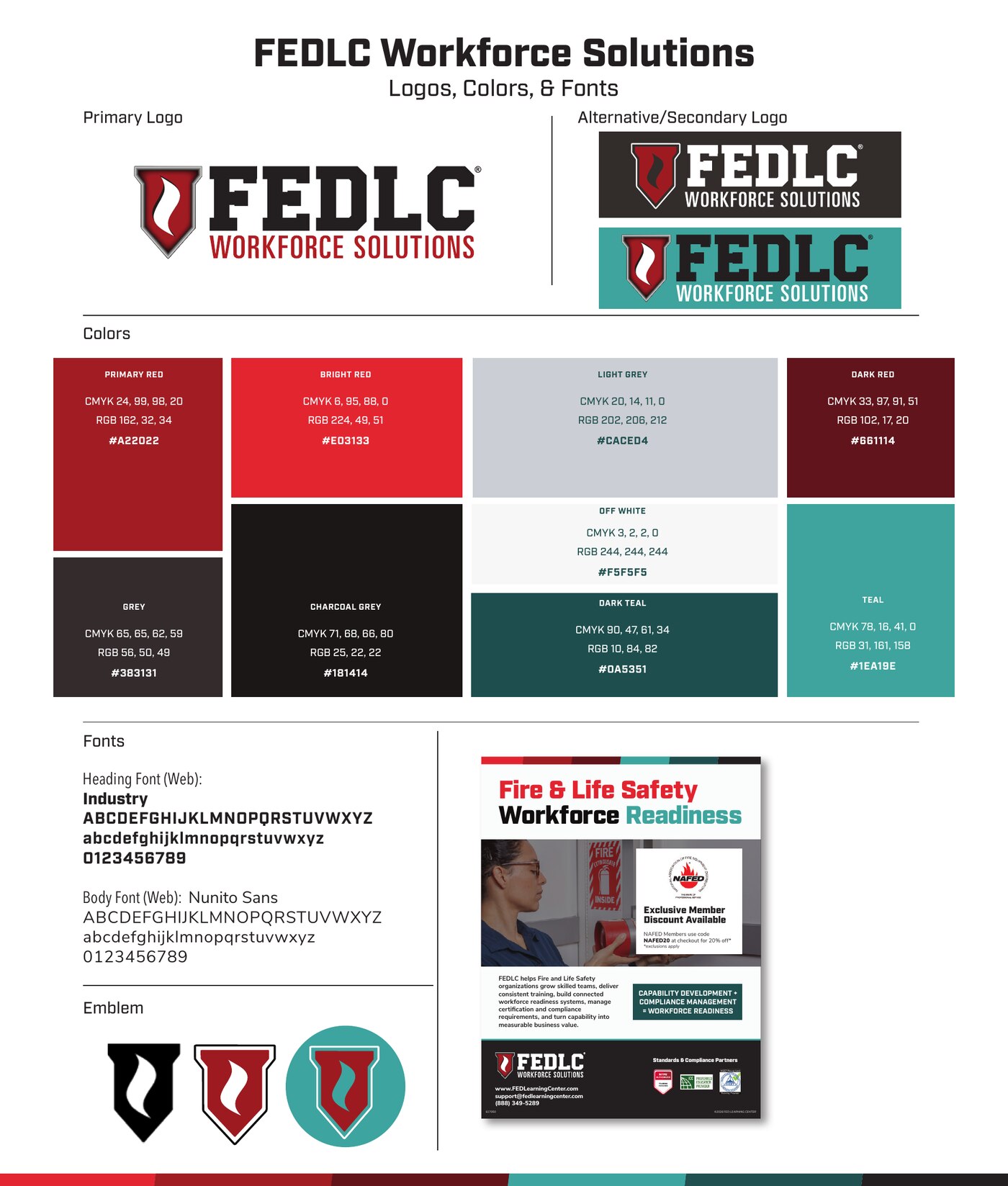 FEDLC Workforce Solutions brand guide — logos, colors, and fonts
